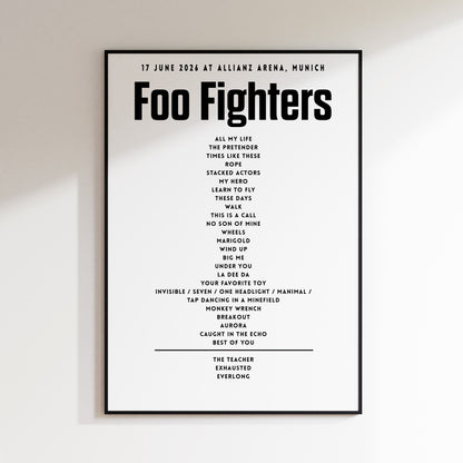Foo Fighters Setlist - 17th June 2026 at Allianz Arena, Munich, Germany