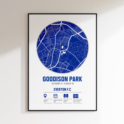 Goodison Park, Everton  - Football Stadium Custom Map Print