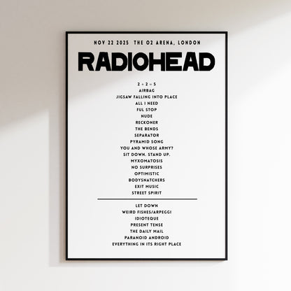 Radiohead Setlist - November 22nd 2025  The O2 Arena, London