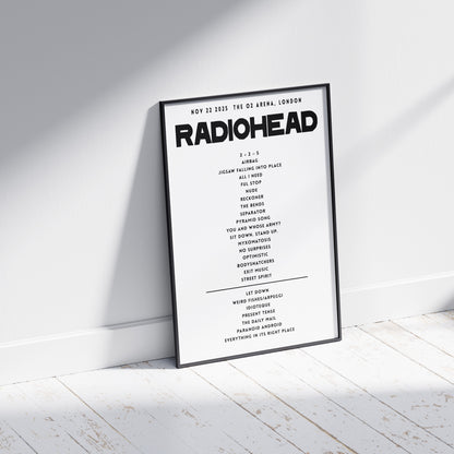 Radiohead Setlist - November 22nd 2025  The O2 Arena, London