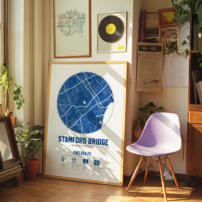 Stamford Bridge, Chelsea FC - Football Stadium Custom Map Print