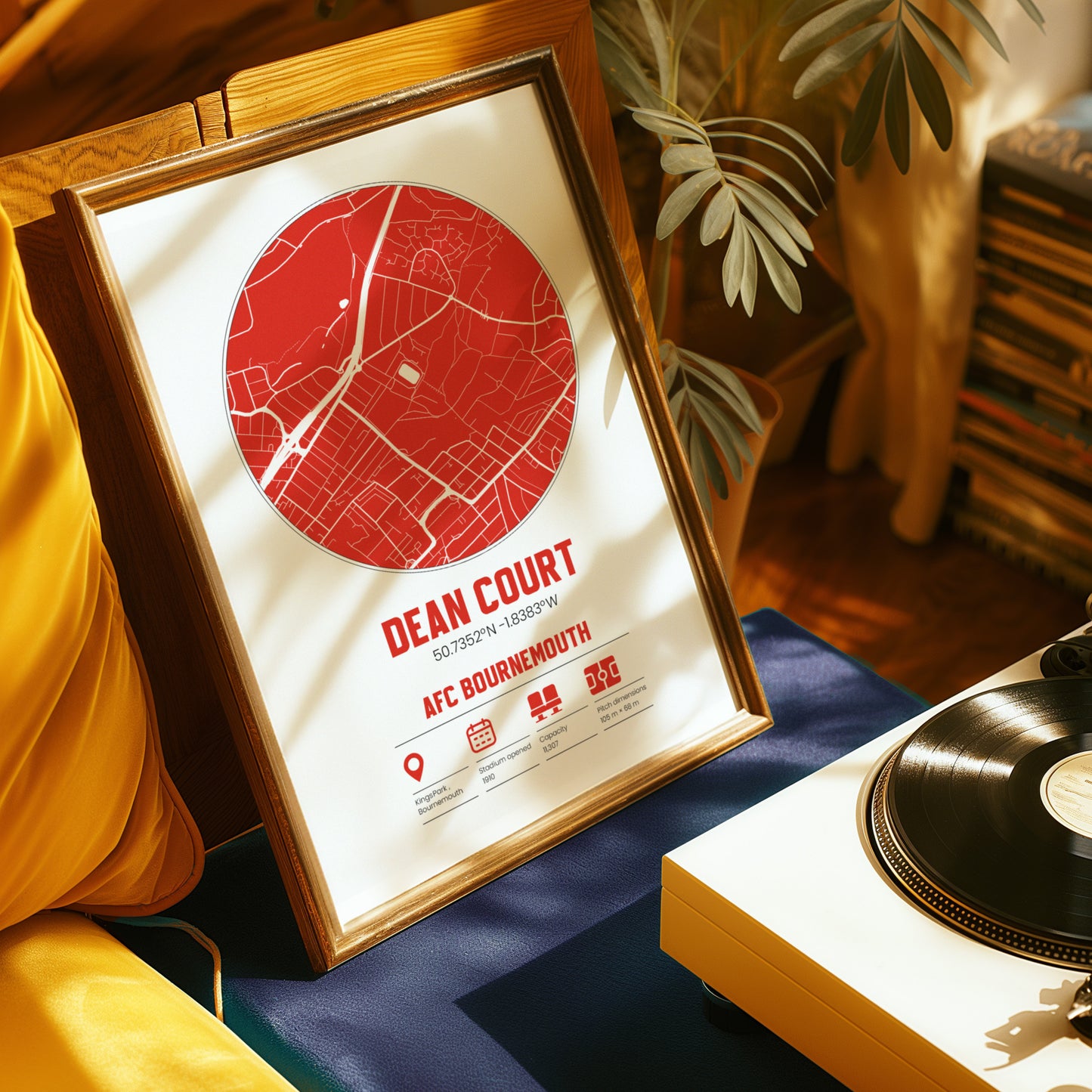 Dean Court, AFC Bournemouth - Football Stadium Custom Map Print