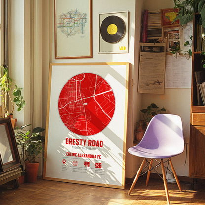 Gresty Road, Crew Alexandra FC - Football Stadium Custom Map Print