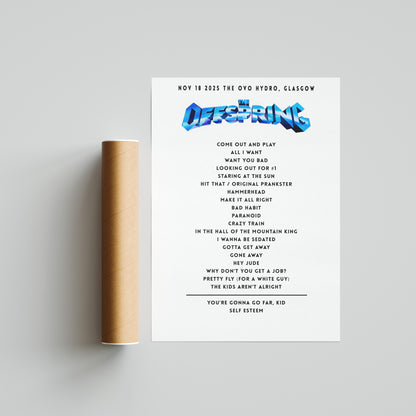 The Offspring Setlist - November 18th 2025  The OVO Hydro, Glasgow, Scotland