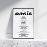Oasis Setlist Poster - November 7th 2025 - Accor Stadium, Sydney, Australia