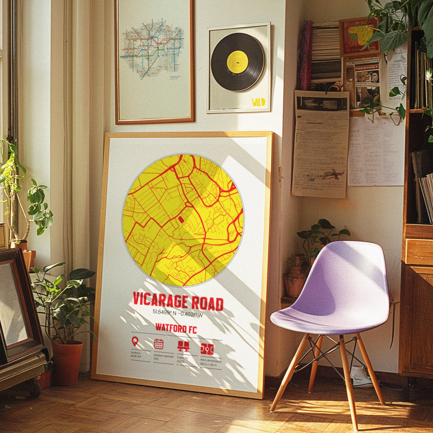 Vicarage Road, Watford FC - Football Stadium Custom Map Print