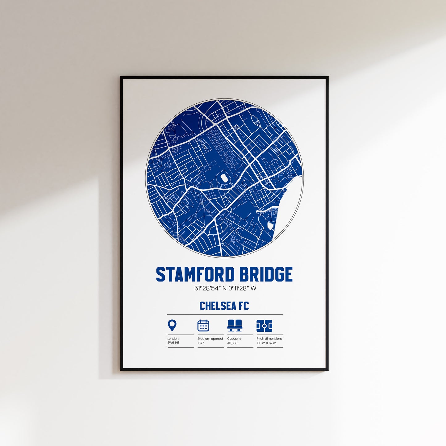 Stamford Bridge, Chelsea FC - Football Stadium Custom Map Print