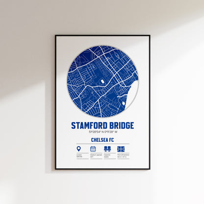 Stamford Bridge, Chelsea FC - Football Stadium Custom Map Print