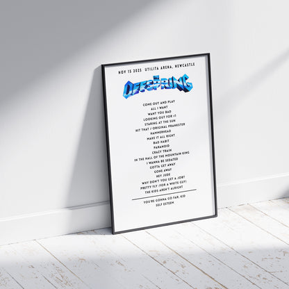 The Offspring Setlist - November 15th 2025  Utilita Arena, Newcastle upon Tyne
