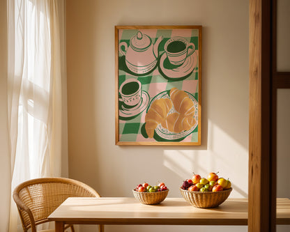 Croissant and Coffee Print