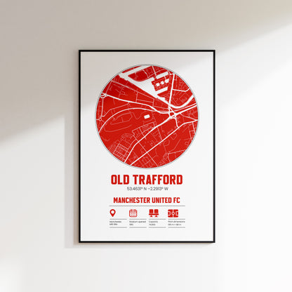 Old Trafford, Manchester United FC - Football Stadium Custom Map Print