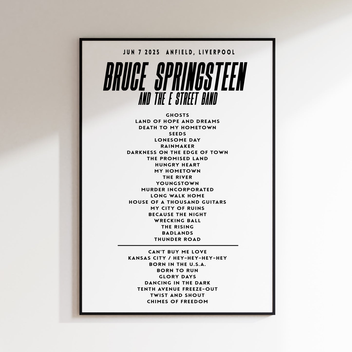 Any Setlist Custom Poster Print – Choose Gig Concert Tour