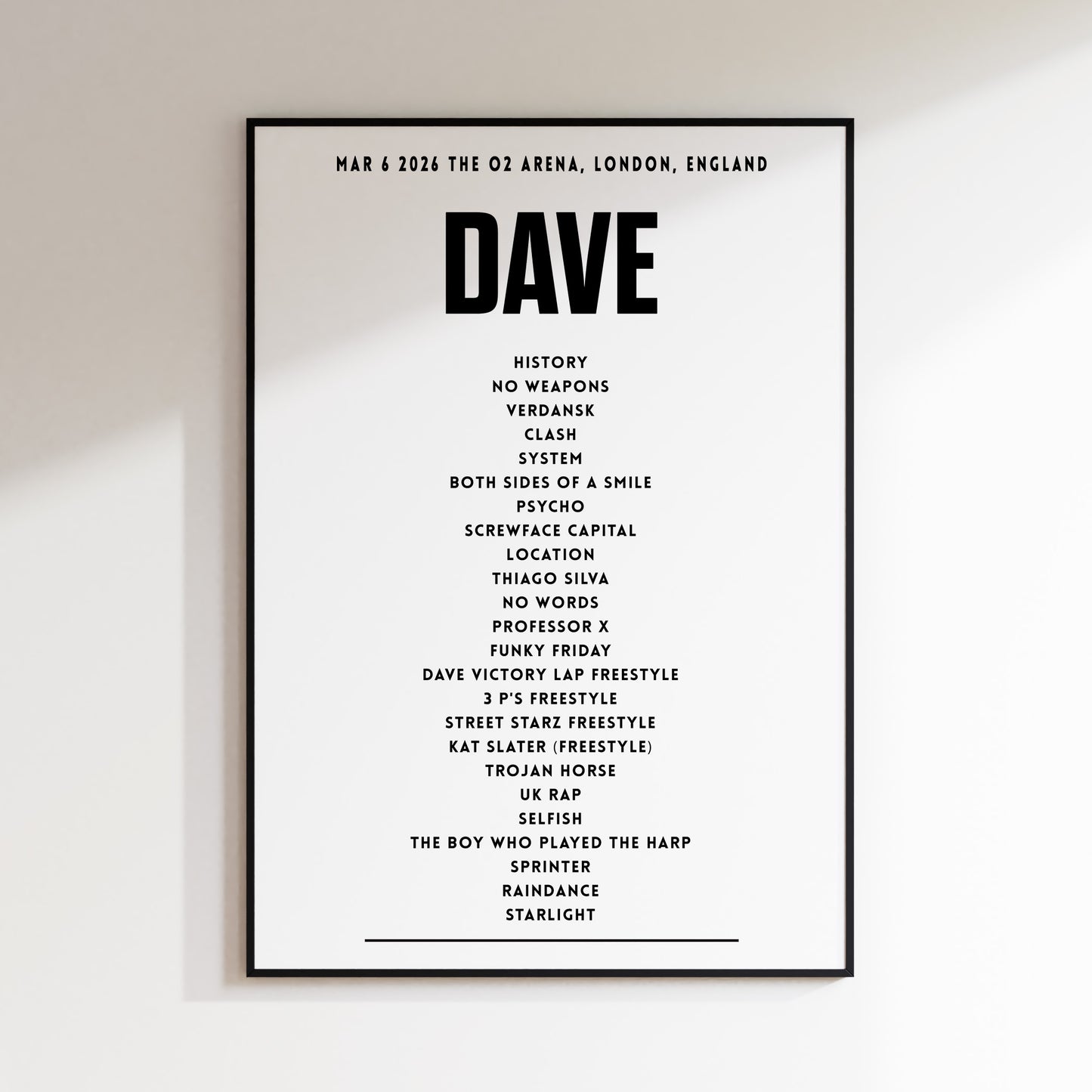 Dave – 6. März 2026 in der O2 Arena, London, England