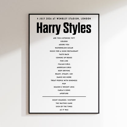 Harry Styles setlist – 4th July 2026 at Wembley Stadium, London
