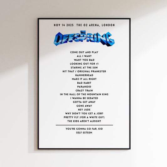 The Offspring Setlist - November 14th 2025  The O2 Arena, London
