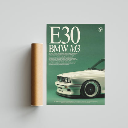 BMW E30 M3 Vintage Poster
