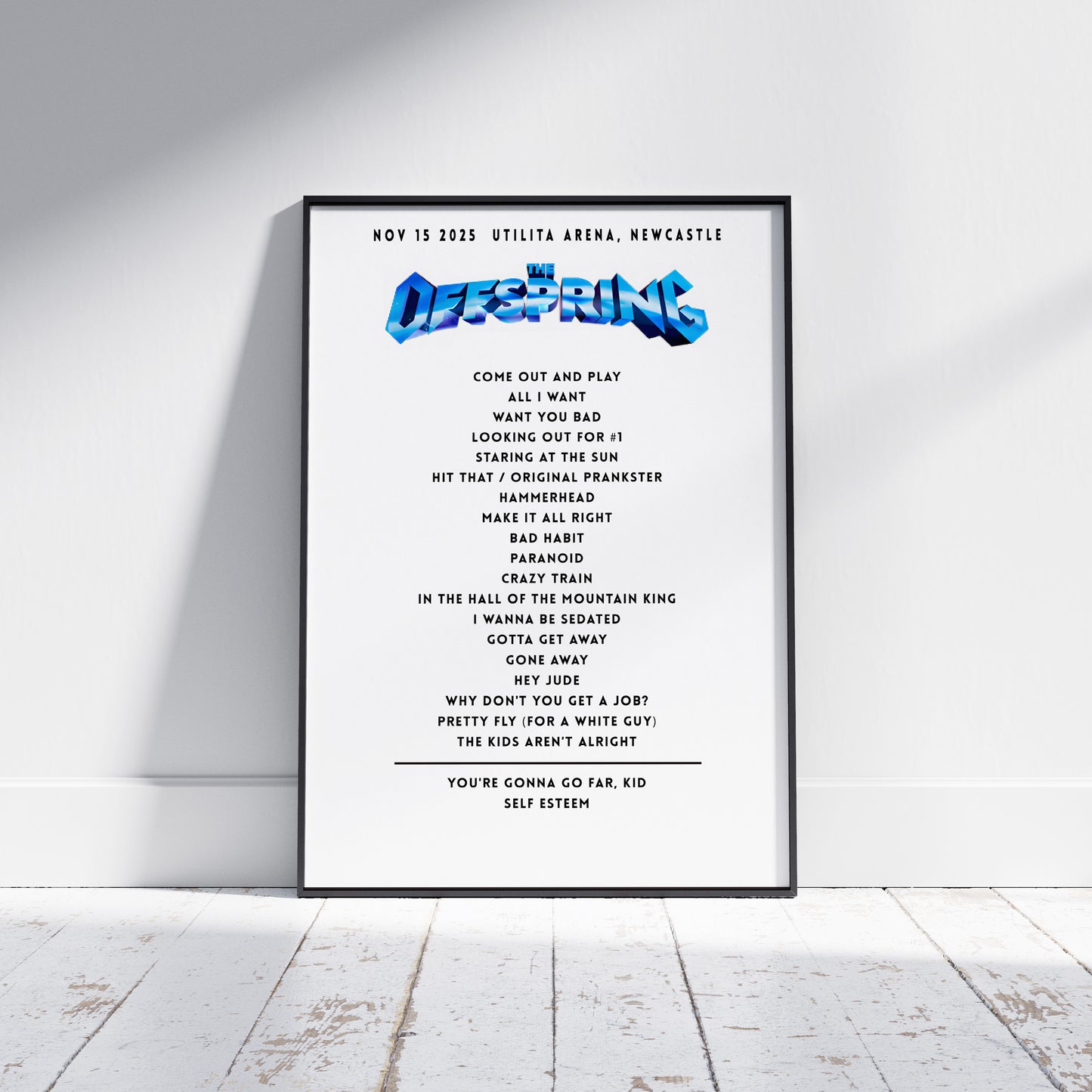 The Offspring Setlist - November 15th 2025  Utilita Arena, Newcastle upon Tyne