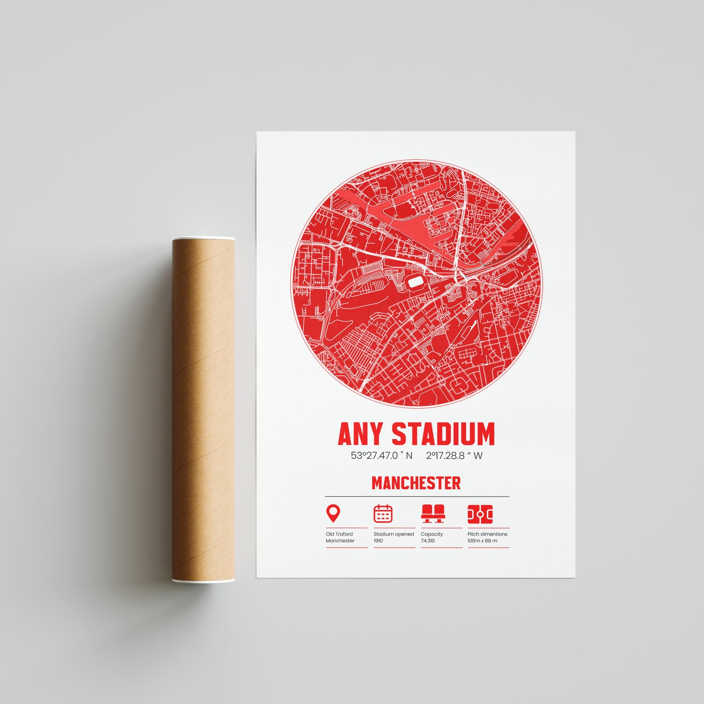 Any Football Stadium Custom Map Print