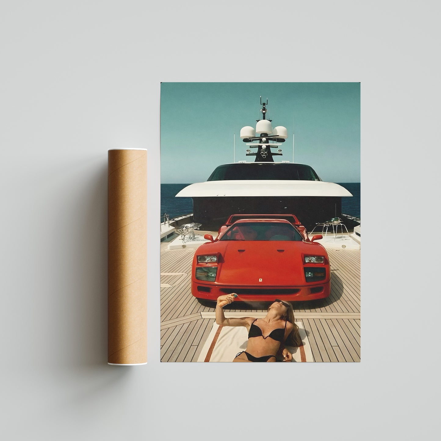 Ferrari F40 Yacht Vintage Poster