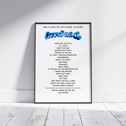 The Offspring Setlist - November 18th 2025  The OVO Hydro, Glasgow, Scotland