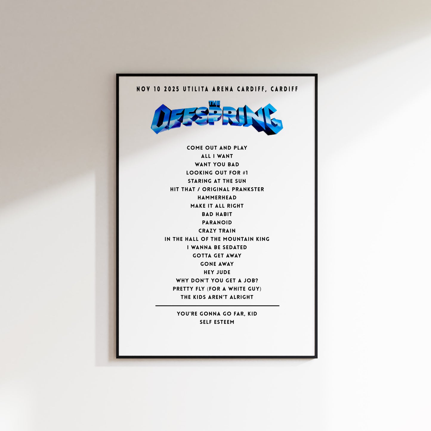 The Offspring Setlist - November 10th 2025 Utilita Arena Cardiff, Cardiff