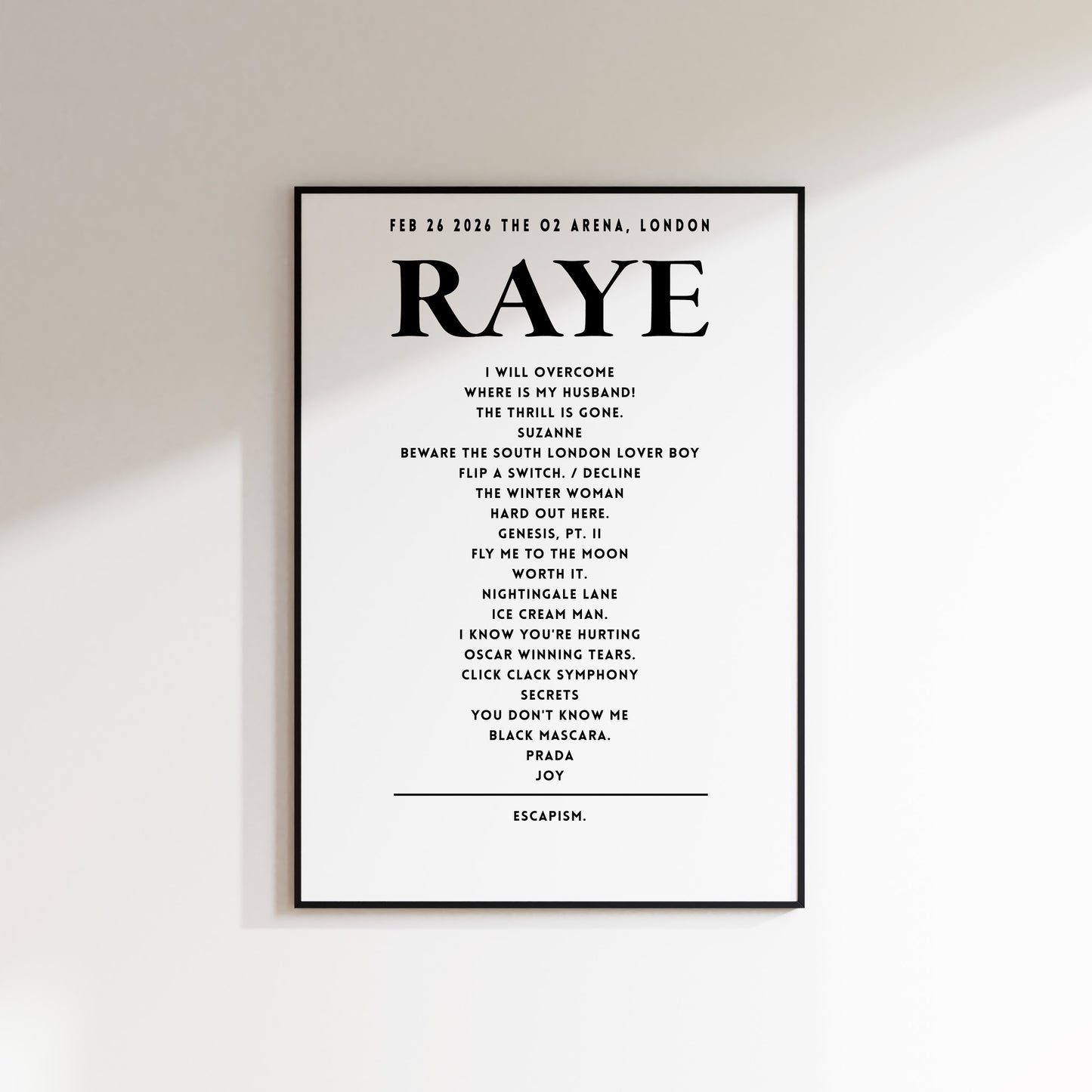 RAYE - February 26th 2026 at  The O2 Arena, London, England