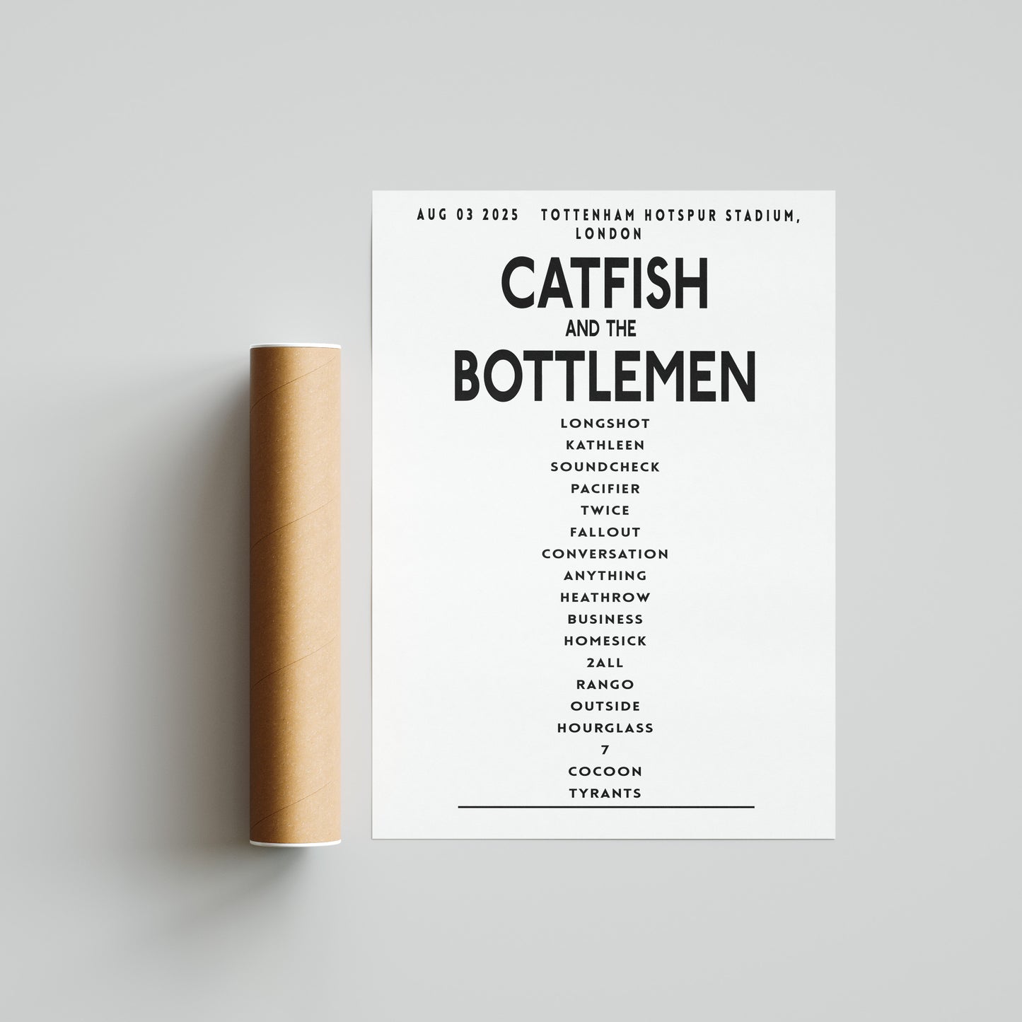 Catfish and the Bottlemen Setlist,  August 3rd 2025, Tottenham Hotspur Stadium, London