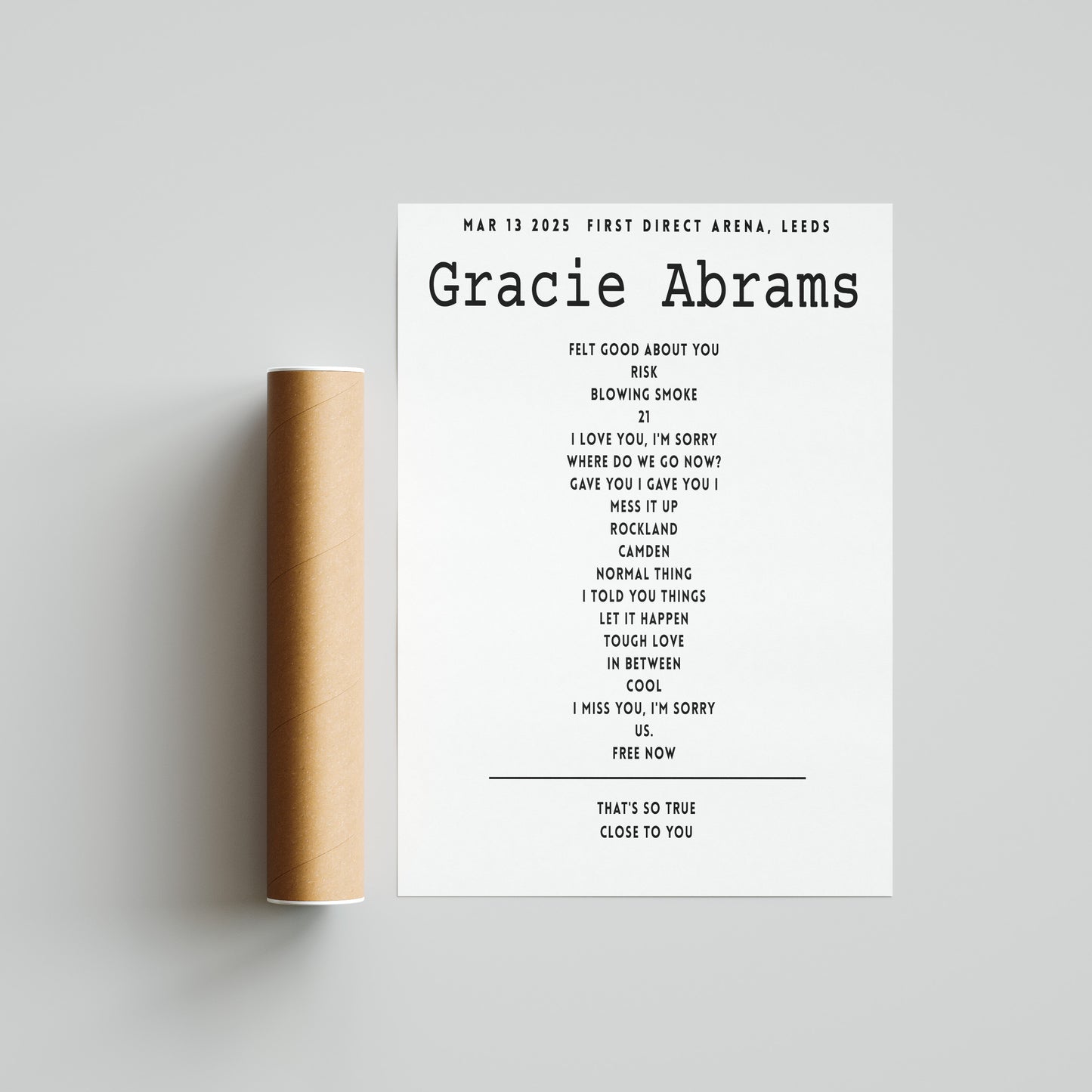 Gracie Abrams Setlist - March 13th 2025 First Direct Arena, Leeds