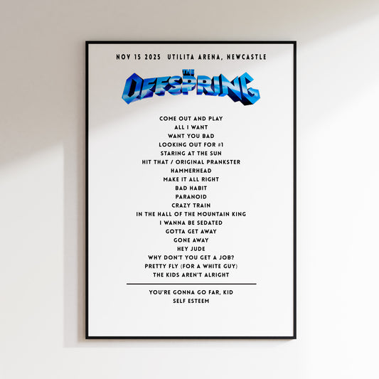 The Offspring Setlist - November 15th 2025  Utilita Arena, Newcastle upon Tyne