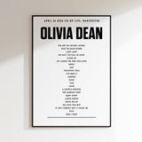 Olivia Dean Setlist - April 26th 2026 at  Co-op Live, Manchester, England