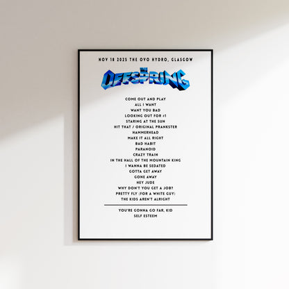 The Offspring Setlist - November 18th 2025  The OVO Hydro, Glasgow, Scotland