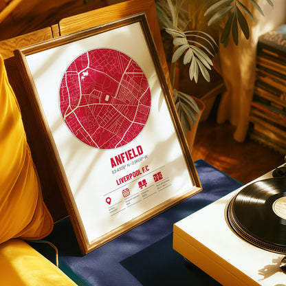 Liverpool FC - Anfield - Football Stadium Custom Map Print