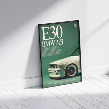 BMW E30 M3 Vintage Poster