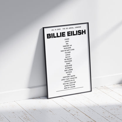 Billie Eilish Setlist - July 14th 2025, The O2 Arena, London