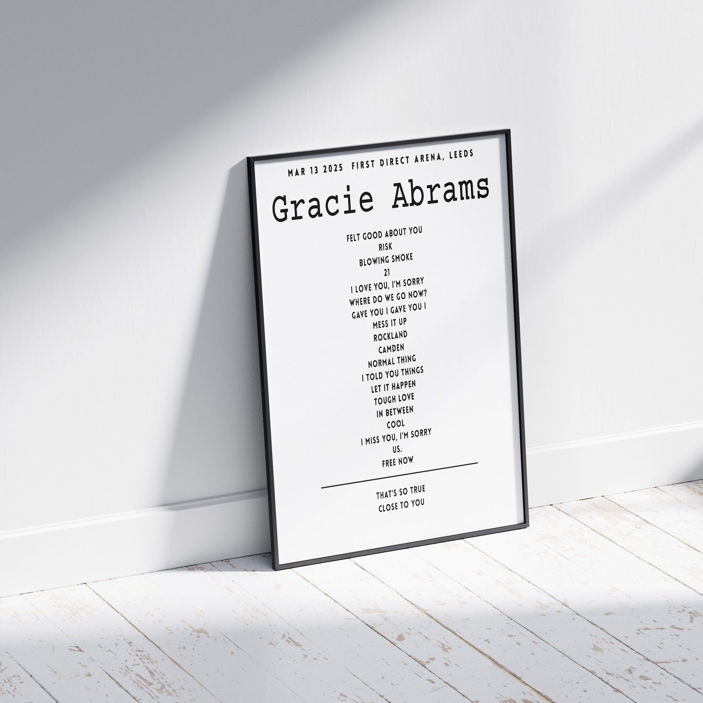 Gracie Abrams Setlist - March 13th 2025 First Direct Arena, Leeds