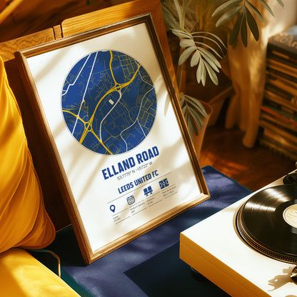 Elland Road, Leeds United  - Football Stadium Custom Map Print