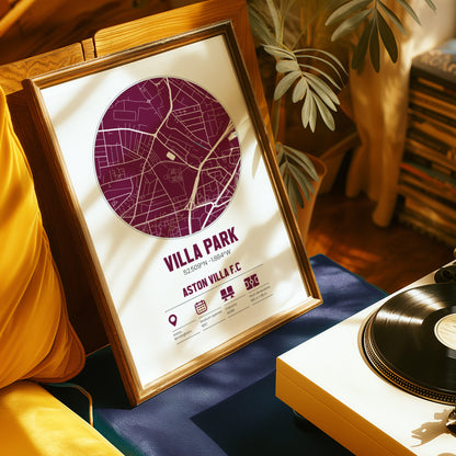 Villa Park - Aston Villa - Football Stadium Custom Map Print