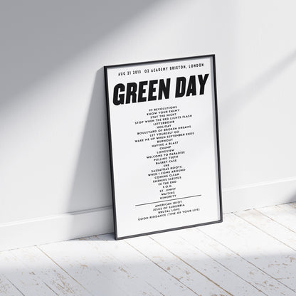 Green Day Setlist - August 21 2013, O2 Academy Brixton, London