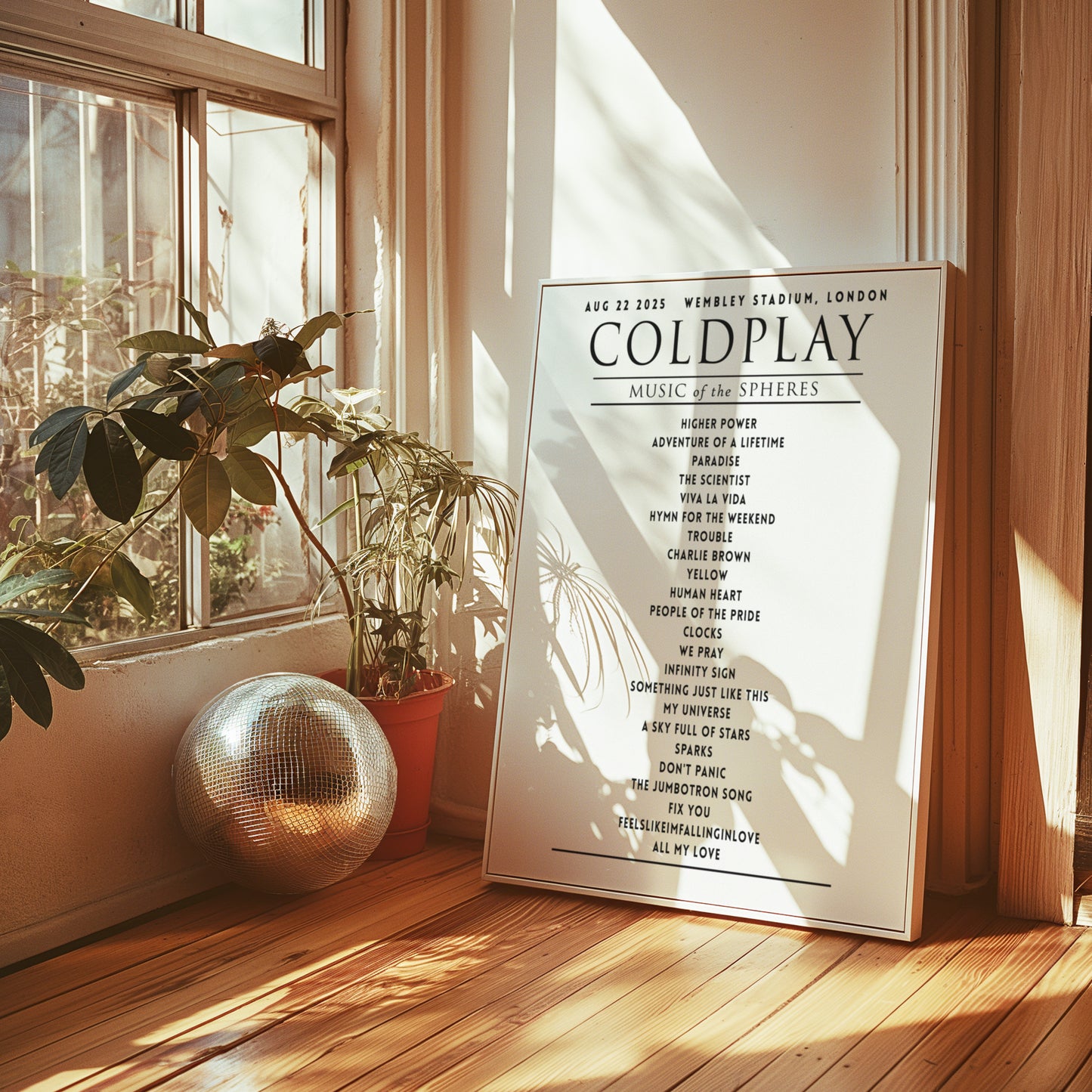 Coldplay Music of the Sphere Your Setlist Poster - 22nd August, Wembley Stadium, London UK