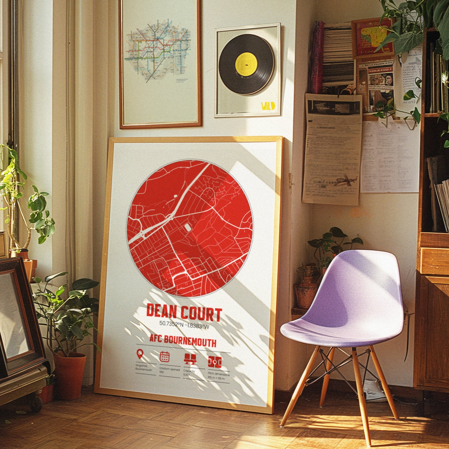 Dean Court, AFC Bournemouth - Football Stadium Custom Map Print