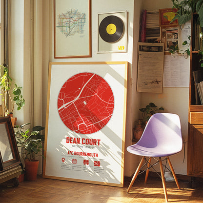 Dean Court, AFC Bournemouth - Football Stadium Custom Map Print