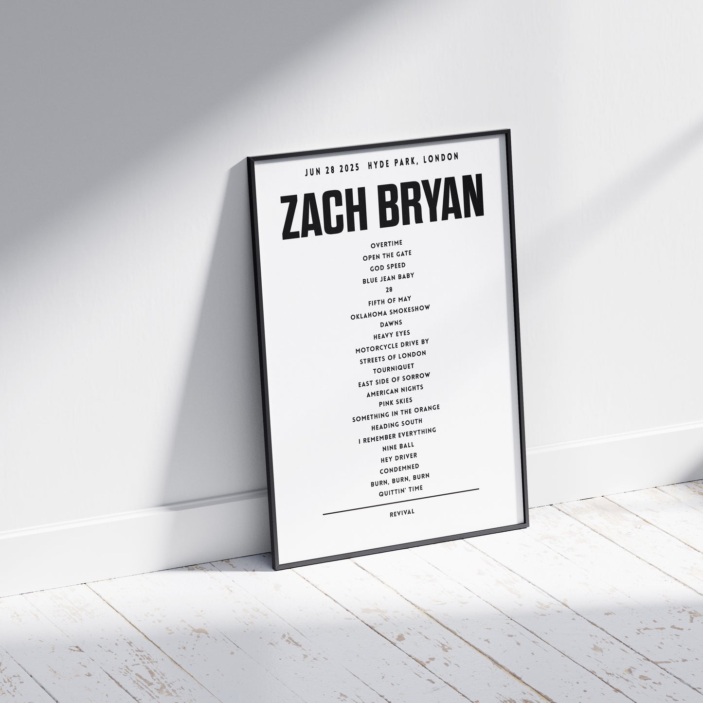 Zach Bryan Setlist, June 28th 2025, Hyde Park, London