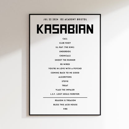 Kasabian Setlist - July 22nd 2024, O2 Academy Bristol