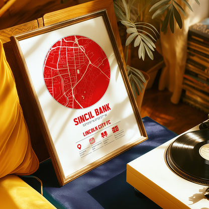 Sincil Bank, Lincoln City FC - Football Stadium Custom Map Print