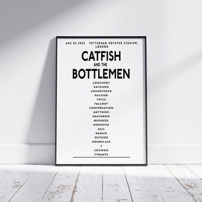 Catfish and the Bottlemen Setlist,  August 3rd 2025, Tottenham Hotspur Stadium, London