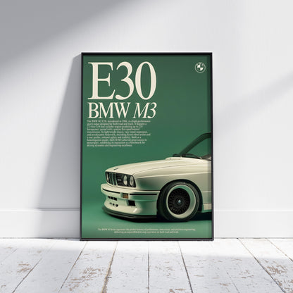 BMW E30 M3 Vintage Poster