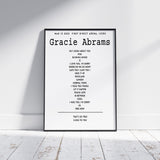 Gracie Abrams Setlist - March 13th 2025 First Direct Arena, Leeds
