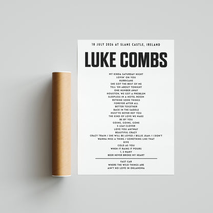 Luke Combs setlist – 18th July 2026 at Slane Castle, Slane, Ireland