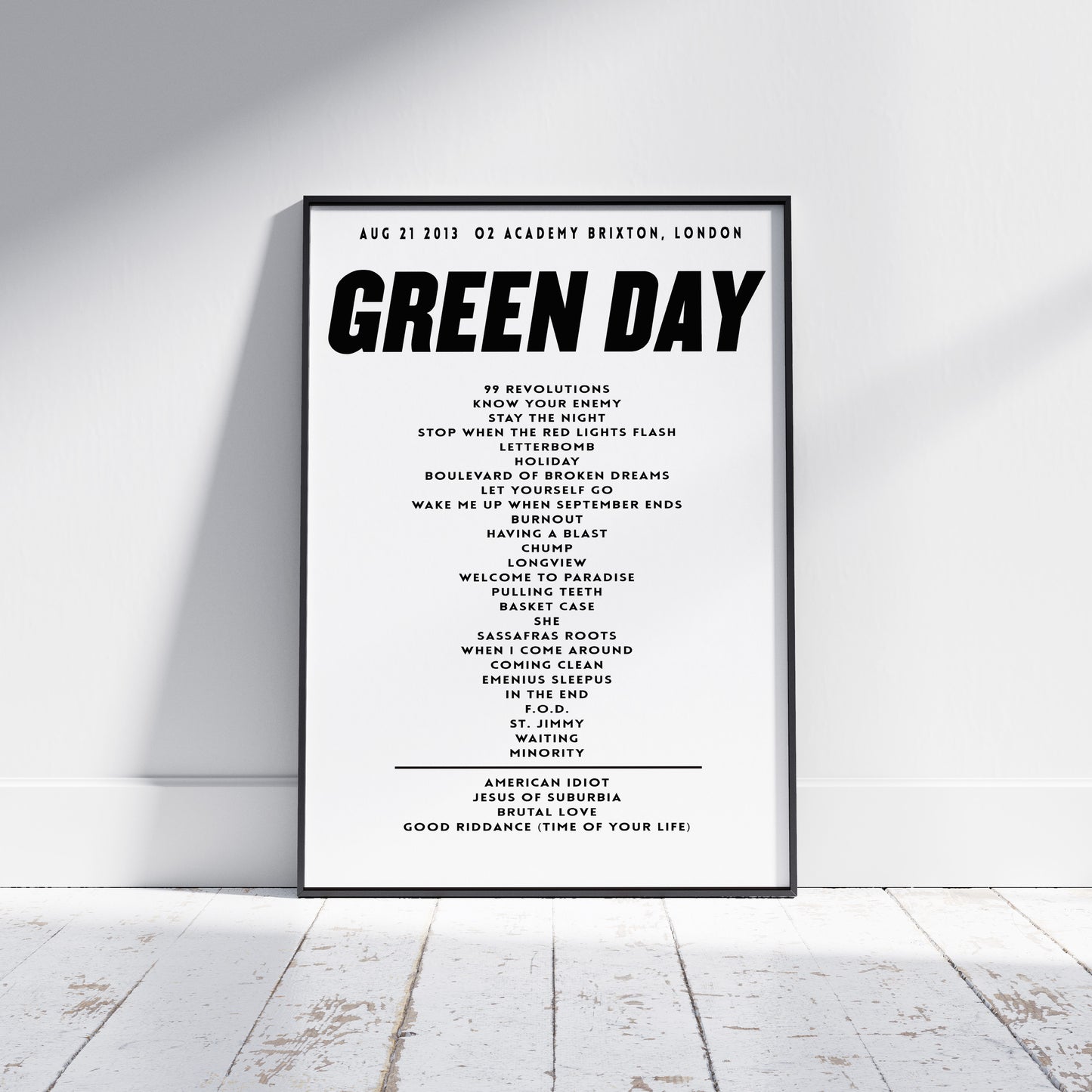 Green Day Setlist - August 21 2013, O2 Academy Brixton, London