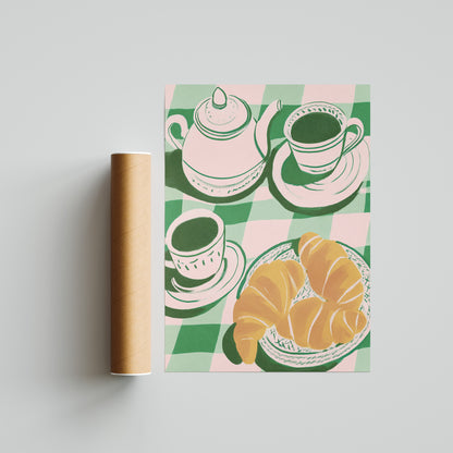 Croissant and Coffee Print